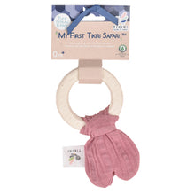 Load image into Gallery viewer, Dusty Pink l Natural Rubber Teether with Muslin Tie - Tikiri
