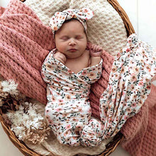 Load image into Gallery viewer, Spring Floral l Jersey Wrap &amp; Topknot Set - Snuggle Hunny Kids
