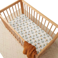 Load image into Gallery viewer, Garden Bee l Fitted Cot Sheet - Snuggle Hunny Kids
