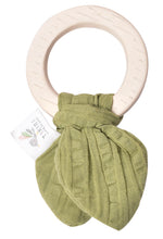 Load image into Gallery viewer, Sage l Natural Rubber Teether with Muslin Tie - Tikiri
