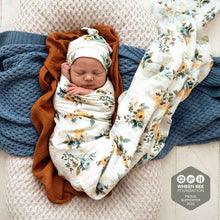 Load image into Gallery viewer, Garden Bee l Organic Muslin Wrap - Snuggle Hunny Kids
