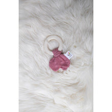 Load image into Gallery viewer, Dusty Pink l Natural Rubber Teether with Muslin Tie - Tikiri
