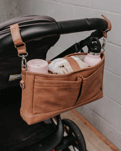 Load image into Gallery viewer, Faux Leather Stroller Organiser/Pram Caddy Tan l OiOi
