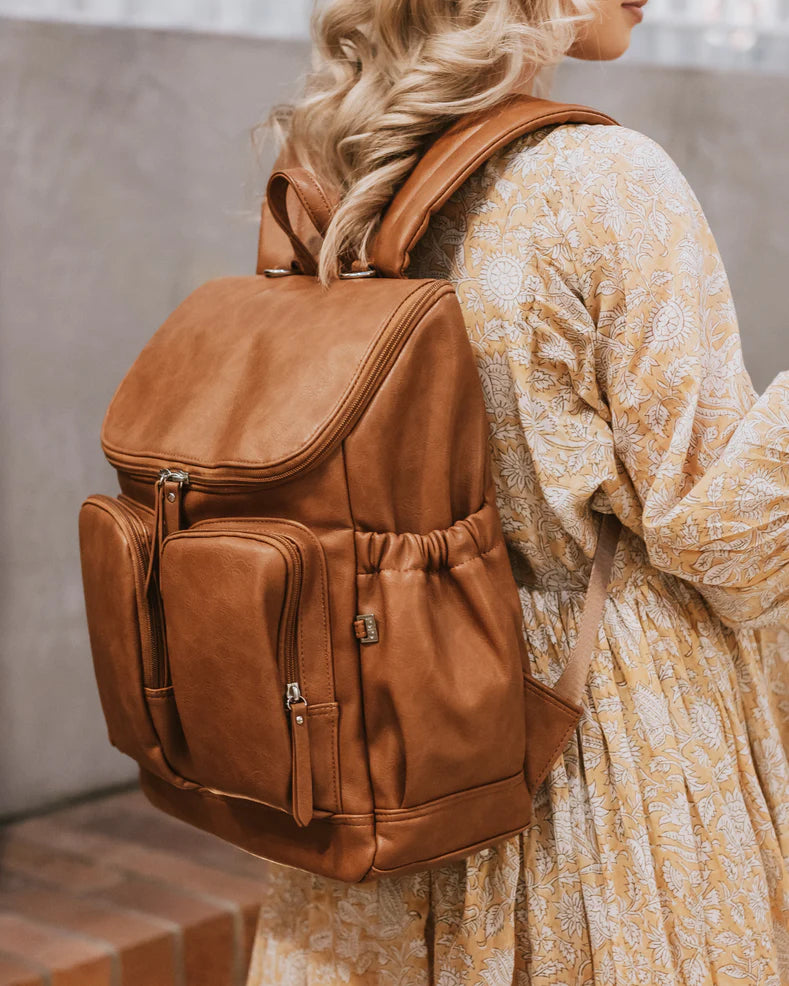 Faux Leather Nappy Backpack Tan l OiOi
