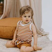 Load image into Gallery viewer, Biscuit Stripe l Organic Singlet - Snuggly Hunny Kids
