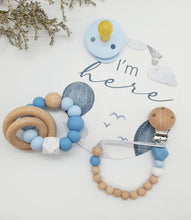 Load image into Gallery viewer, Blue - Silicon &amp; Beechwood Teether - Happy Mumz Happy Bubz
