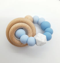 Load image into Gallery viewer, Blue - Silicon &amp; Beechwood Teether - Happy Mumz Happy Bubz

