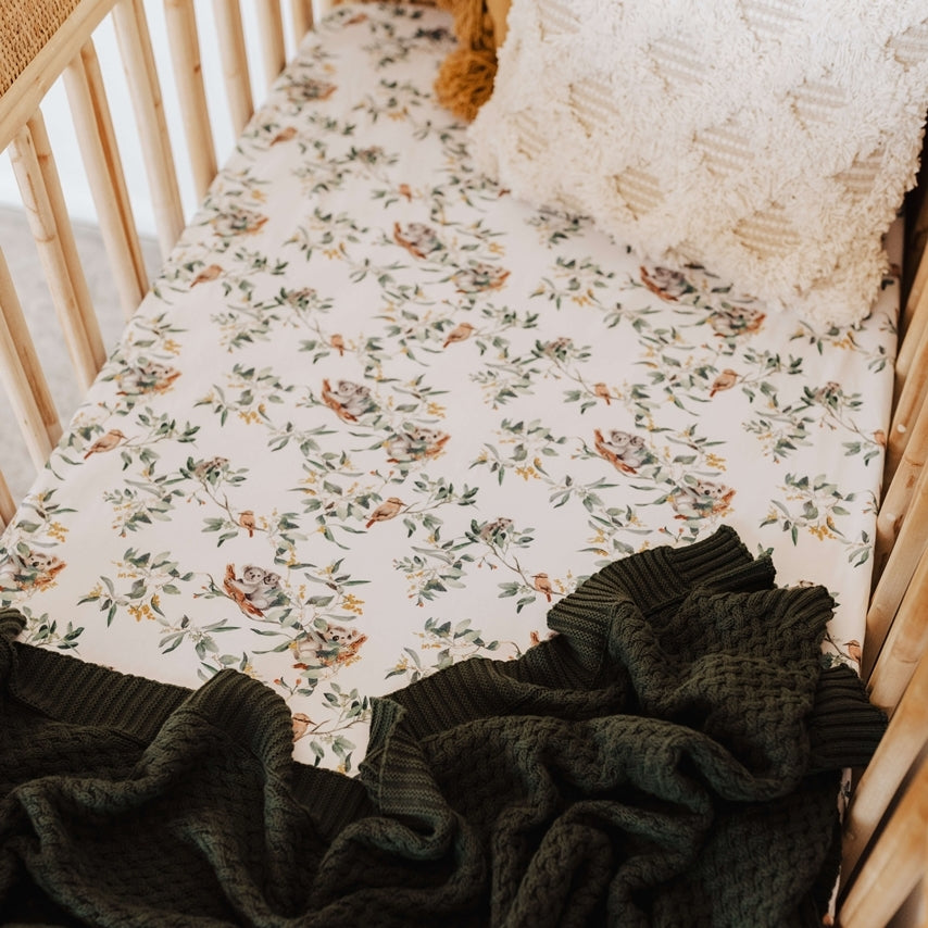 Eucalypt l Fitted Cot Sheet - Snuggle Hunny Kids