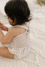 Load image into Gallery viewer, Sand Gingham Shirred Romper - Two Darlings
