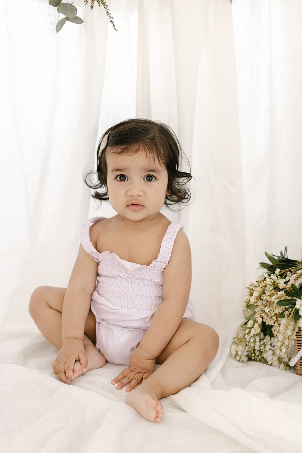 Lilac Bamboo Shirred Romper - Two Darlings