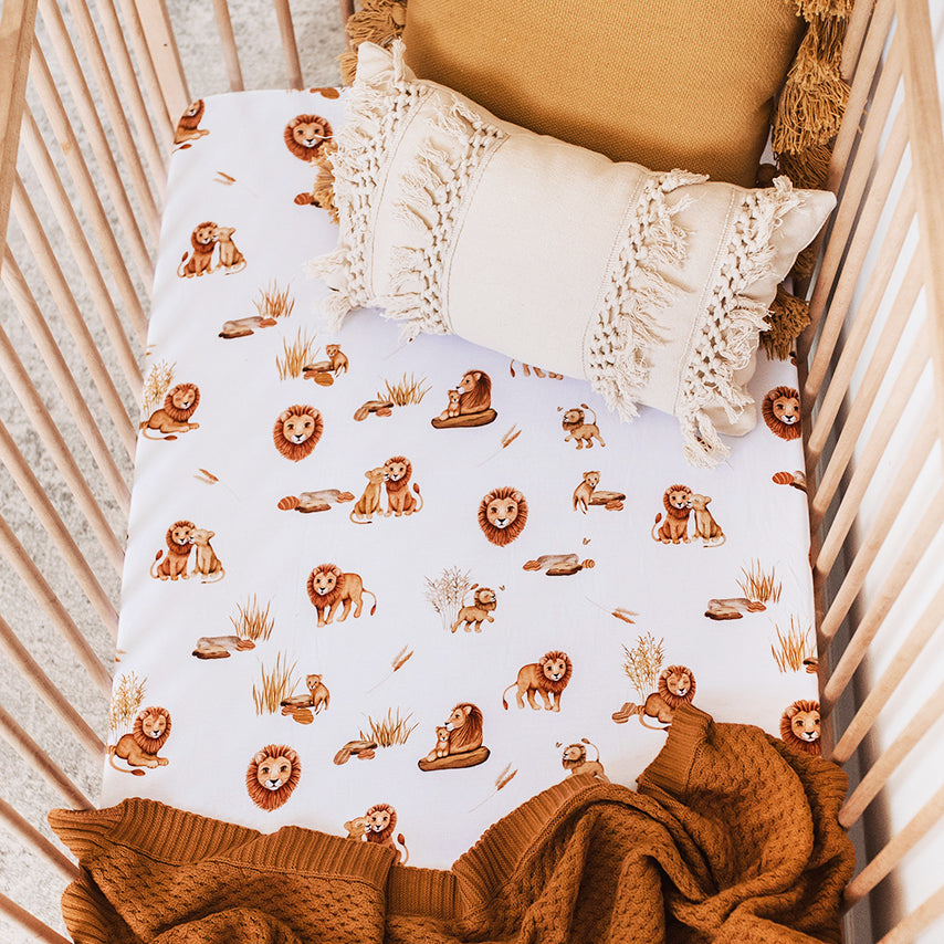 Lion l Fitted Cot Sheet - Snuggle Hunny Kids