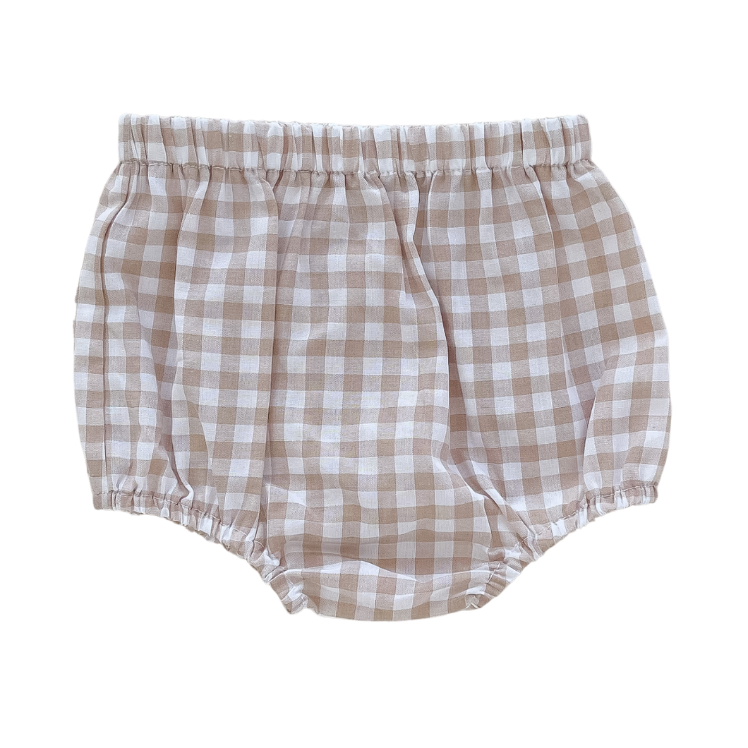 Sand Gingham Nappy Cover - Two Darlings