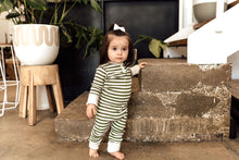 Load image into Gallery viewer, Olive Stripe Growsuit - Snuggle Hunny Kids
