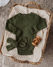 Load image into Gallery viewer, Olive Ribbed Topknot - Snuggle Hunny Kids
