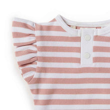 Load image into Gallery viewer, Rose Milk Stripe I Short Sleeve Bodysuit - Snuggle Hunny Kids
