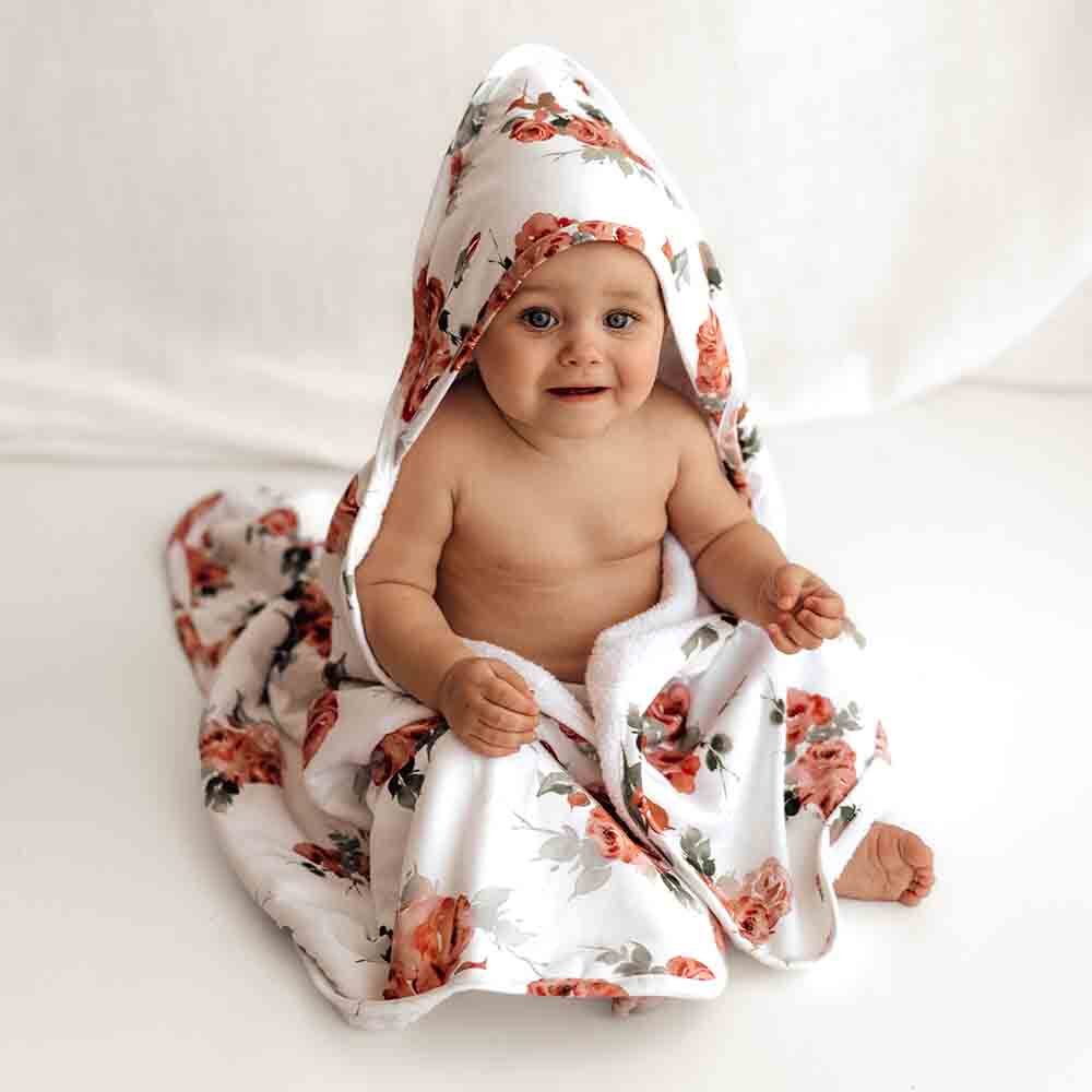 Rosebud I Organic Hooded Baby Towel - Snuggle Hunny Kids