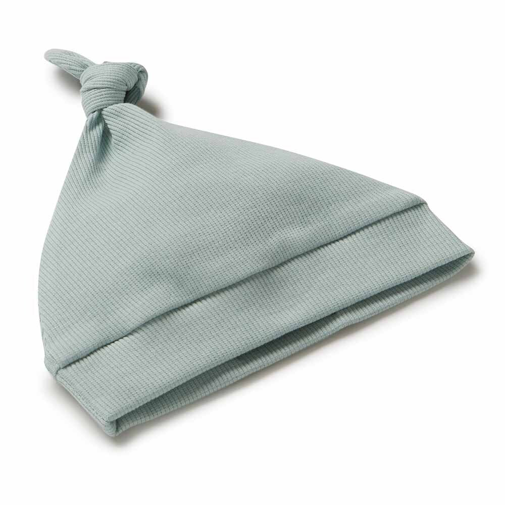 Sage Organic Ribbed Knotted Beanie - Snuggle Hunny Kids