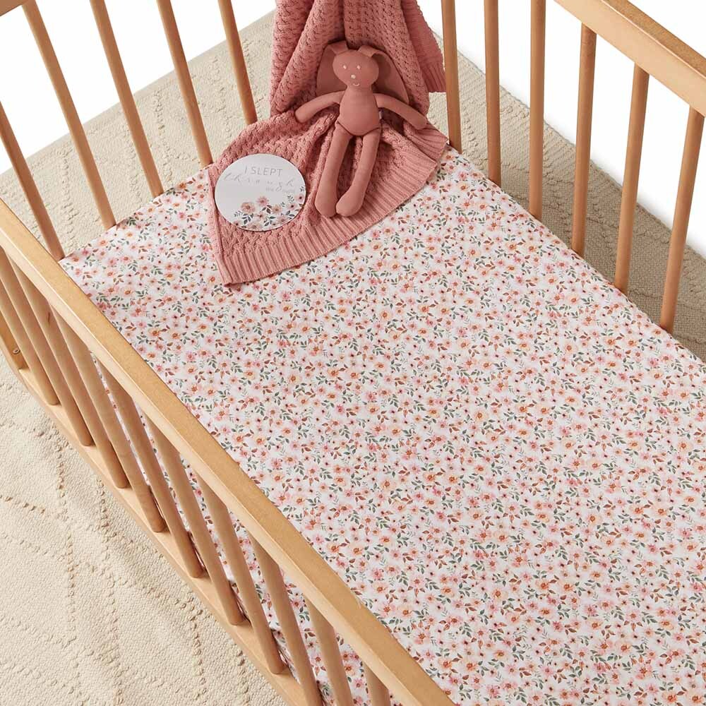 Spring Floral l Fitted Cot Sheet - Snuggle Hunny Kids