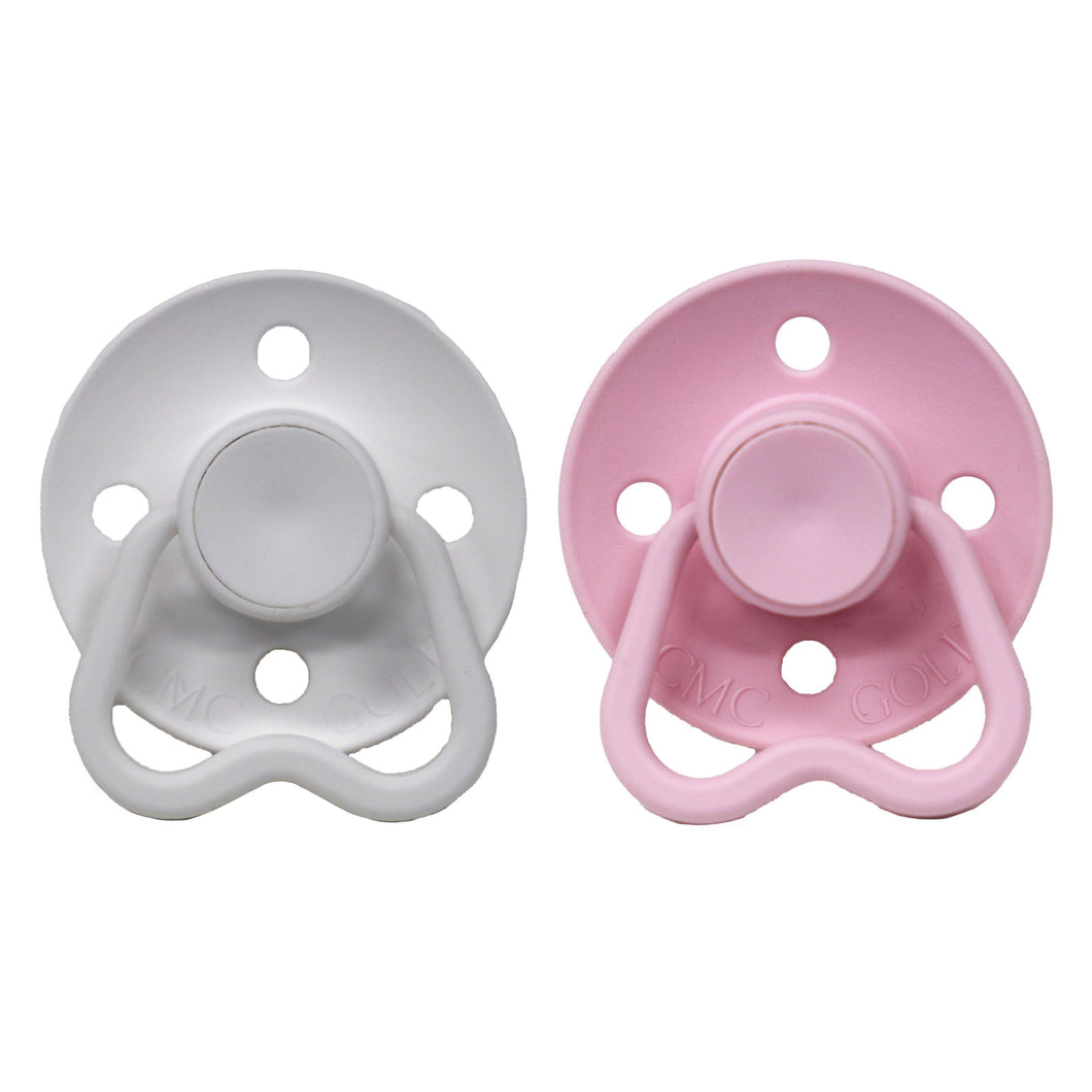 White + Baby Pink - Twin 'Hold Me' Vented Dummy Pack I CMC Gold
